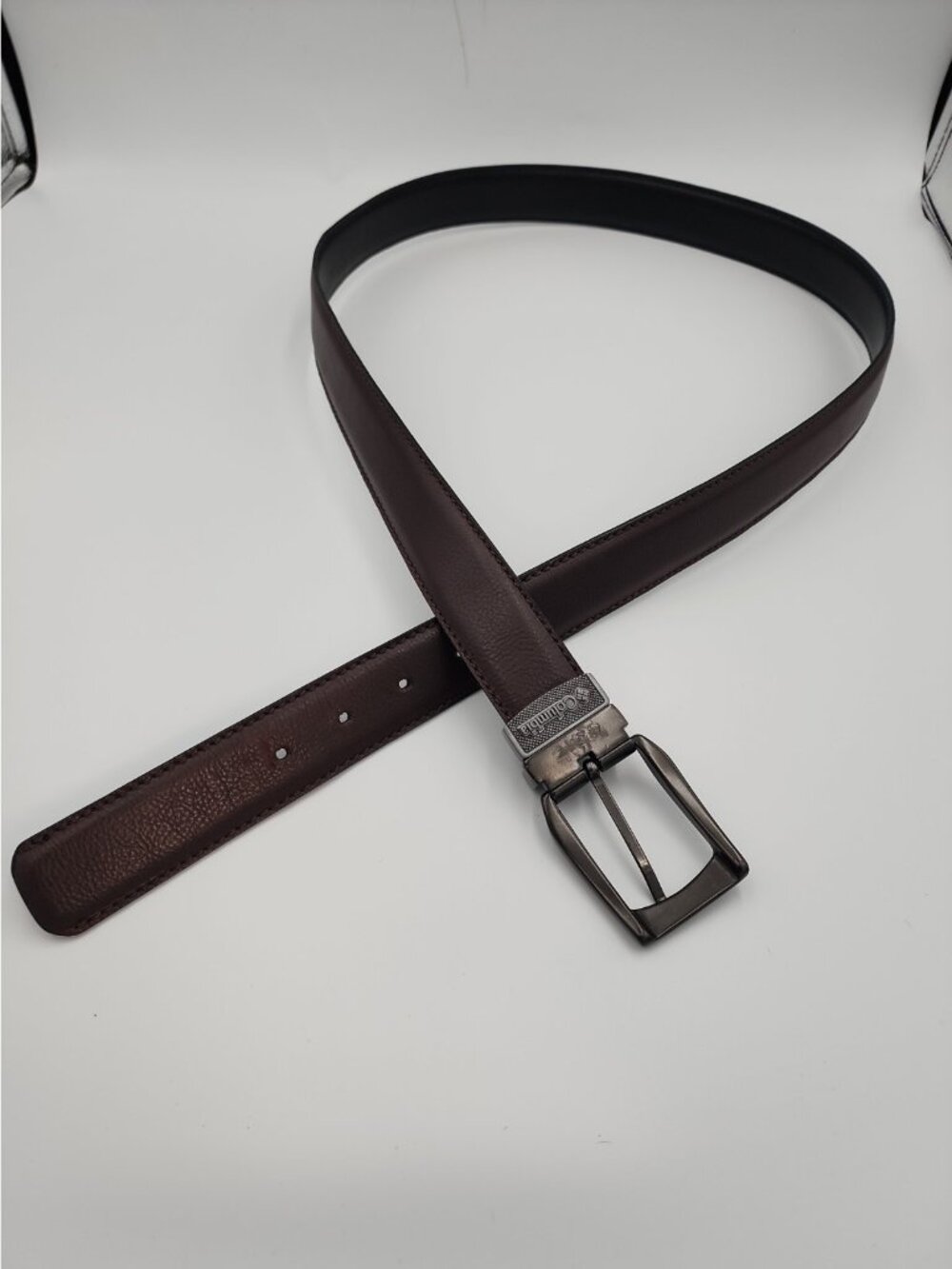 Mens Columbia Belt Brown Leather 42 Fits 39-43"